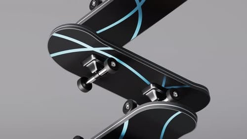 Cartoon skateboard, sports activity, 3d rendering.