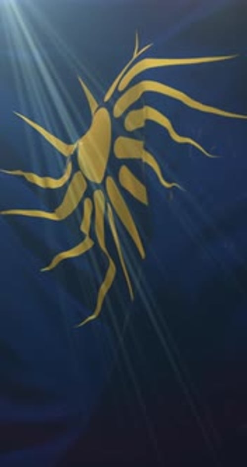 Fluid Organic Yellow Plant Animation on Blue Background