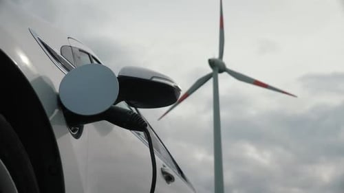Electric Vehicle Charging Windmill Background