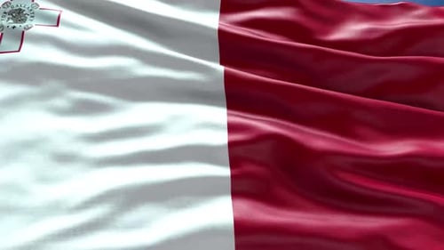 Realistic Malta Flag Waving Seamless Loop Background