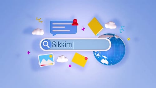 Animated 3D Search Bar with Global Communication Icons