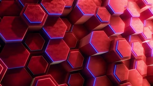 Abstract Hexagonal Grid Motion Background with Pulsating Neon Edges