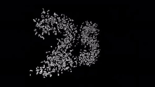Number 25 Made of Numbers with Alpha Channel. 3D Font Number Animation. Transparent Background