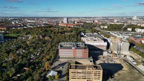 data center, computing, hyperscaler servers. Best aerial view flight drone