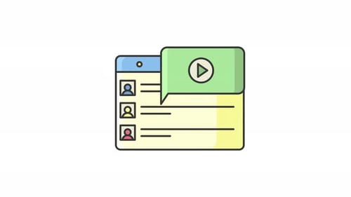 Animated Flat Design Browser with Video Message Notification