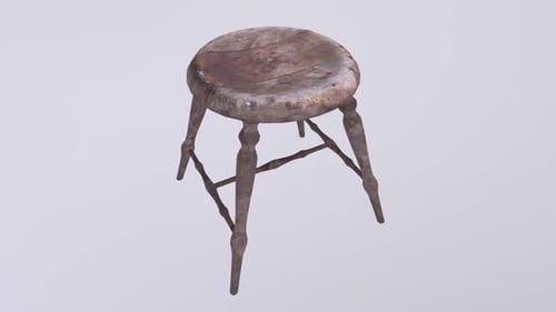 Wooden Stool 3d object rotating loop