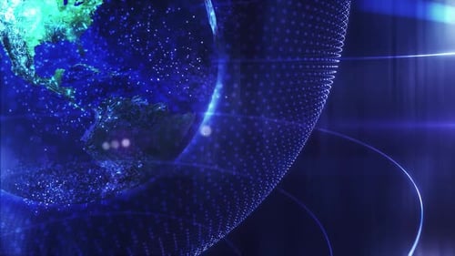 Abstract Digital Globe Earth Rotation Technology Background