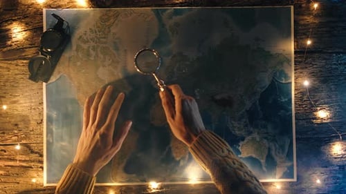 Looking at World Map in the Night