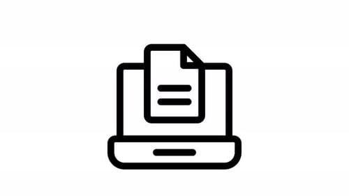Animated Line Icon of Document Transferring from Laptop