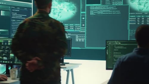 Military Personnel Working in a Government Cyber Defense Center