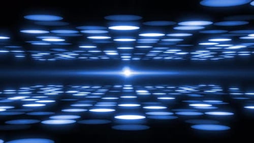 Neon Glowing High Tech Background, High Tech 3d Tunnel Background. Futuristic Digital Glowing Tunnel