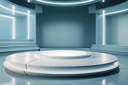 podium Futuristic showcase with platform for product displaying. Empty modern stage display