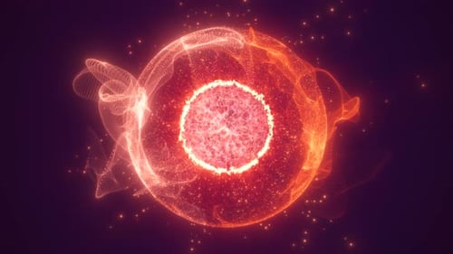 Abstract Glowing Energy Sphere Pulsating Particles Animation