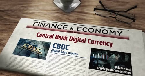 Periódico CBDC Digital Currency sobre mesa