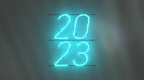 Animated Blue Neon 2023 Sign for New Year Countdown