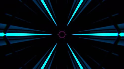 Cyan And Pink Neon Strobe Hexagon Kaleidoscope Background Vj Loop In 4K