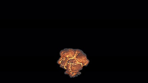 Explosion with fire and smoke, high angle