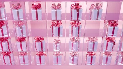 Animated Pink Gift Box Display for Celebrations