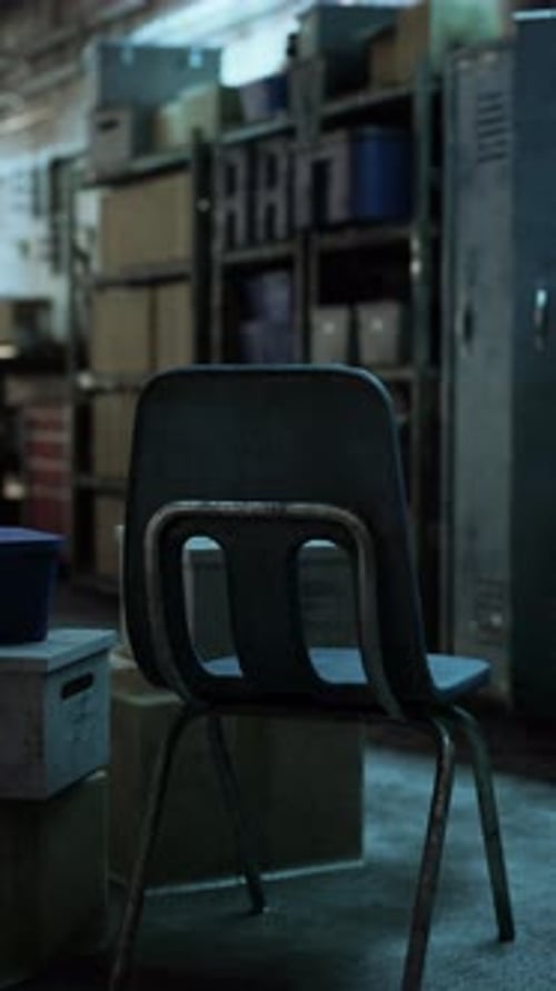 Black Chair Beside Stack of Boxes