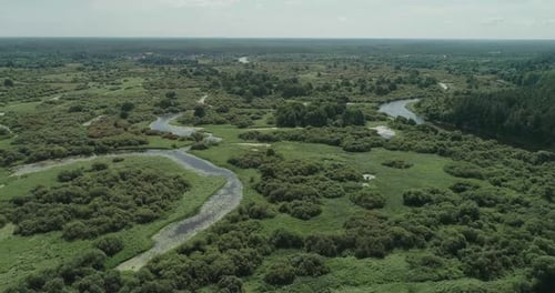 River Valley Beautiful View From Height of the Rivers Swamps and Green Forests Green Landscapes