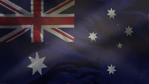 Waving National Flag Overlay with Light Rays and Dust