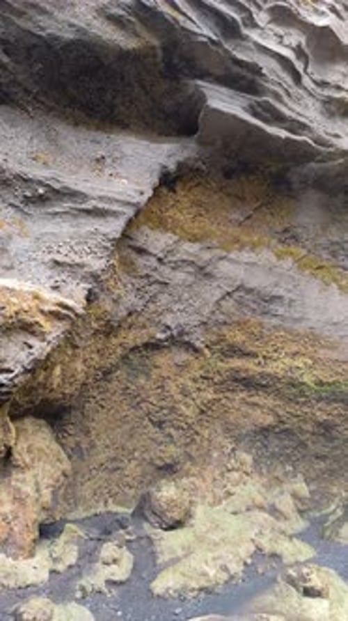 Kvernufoss Waterfall Close Vertical Video With Horizontal Panning