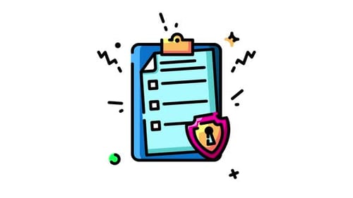 Animated Security Checklist Icon with Shield and Padlock