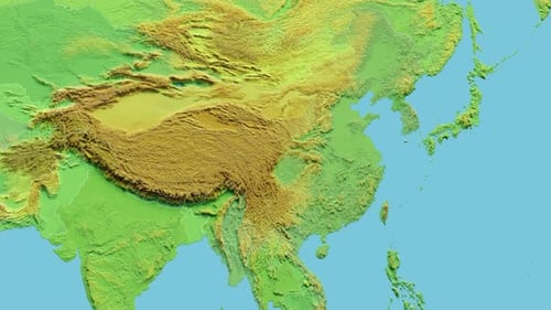 Animated Topographic Relief Map of Asia and China