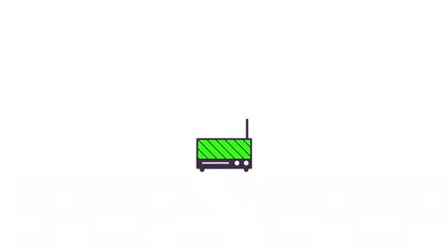 Flat Design Radio Icon Animation with Waving Antenna