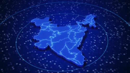 Futuristic Digital India Map with Glowing Connections Animation