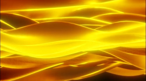 Abstract Golden Glowing Fluid Waves Motion Background