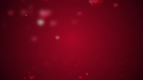 A white and red 3D heart on an expensive red background swirls in the center. A whirlwind of hearts