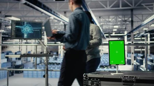 Сотрудники центров обработки данных контролируют процессы искусственного интеллекта с помощью планшета с изолированным экраном