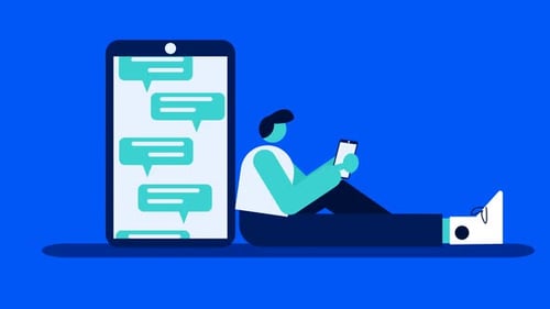 Flat Design Animation of Person Messaging on Smartphone