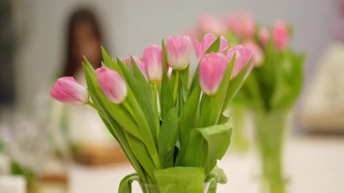 Bouquet of Spring Pink Tulips