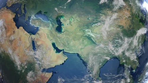 Realistic Earth Orbit and Zoom Glowing Borders Turkey