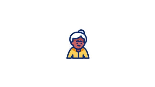 Flat Design Animated Blinking Older Woman Icon