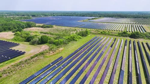 Renewable Electricity with Zero Emission Sustainable Electric Power Plant with Many Rows of Solar