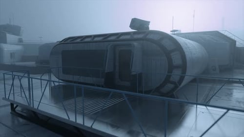 Mondbasis mit Gebäuden, Forschungsmodulen, Beobachtungseinheiten und Kommunikationssatellitenschüsseln, 3d