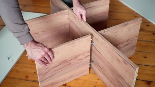 Assembling Wooden Storage Unit Inside