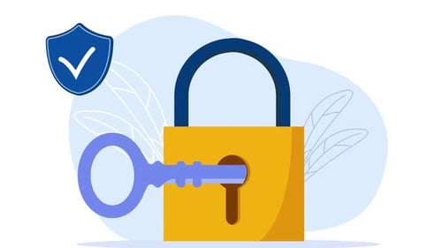 padlock and key cybersecurity internet security and data protection animation