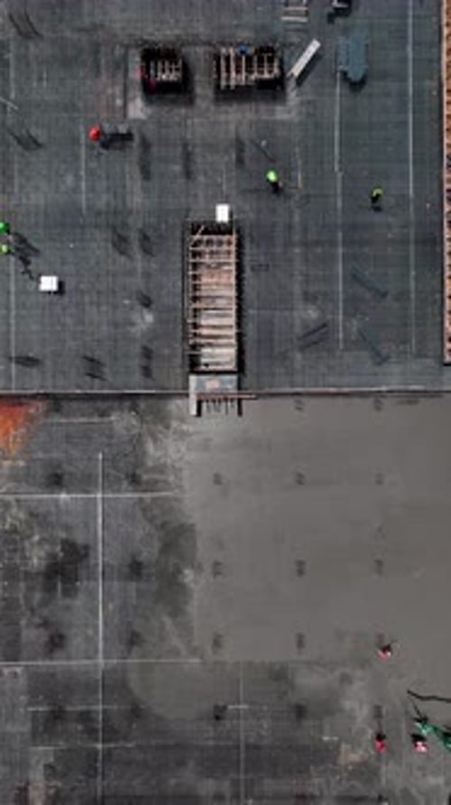 Vertical Video Vibrant Timelapse Captures Concrete Pouring and Metal Assembly Progress at a