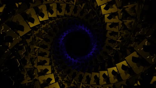 Yellow And Purple Spiral Cubic Tunnel Background Vj Loop In 4K