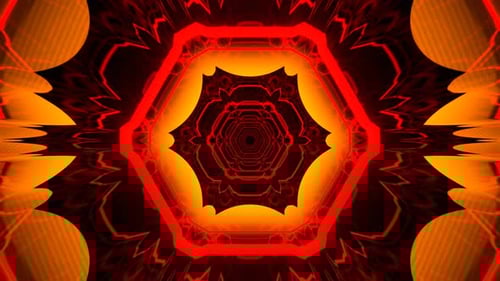 Red And Orange Fantastic Neon Fractal Pattern Background Vj Loop In 4K