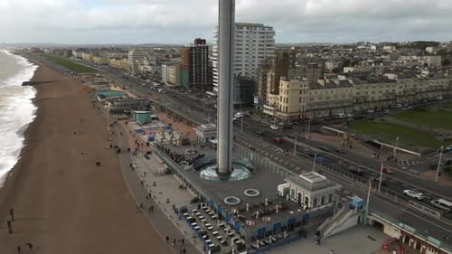 Aerial Close Up Video of British Airways I360 Observation Deck in Brighton UK