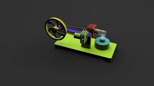 Colorful 3D Model of a Steam Engine