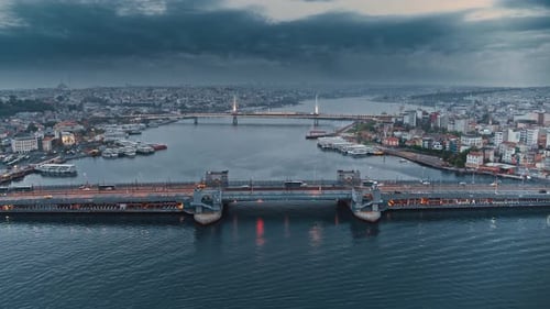 4 K Aerial Views Of Istanbul City And Bridge, Turkey