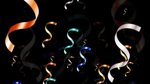 Falling Colorful Metallic Ribbons for Celebrations