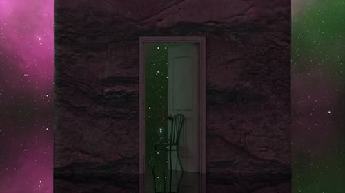 Surreal Door Opening to Starry Cosmos Animation