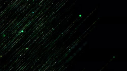 Abstract Flowing Green Digital Glittering Lines Background